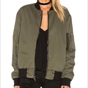 HUDSON JEANS Gene Puffy Bomber Jacket Size L in Trooper Green